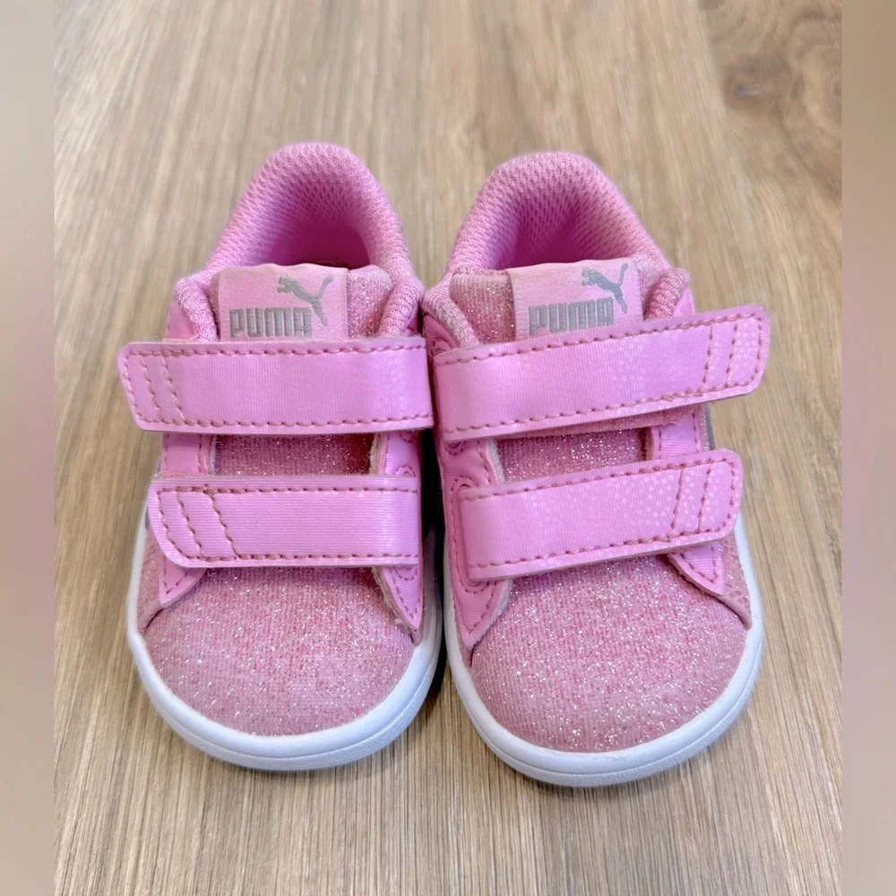 Puma Smash 3.0 Glitz Glam Prism Pink Silver Toddler Sneakers Size 4C
